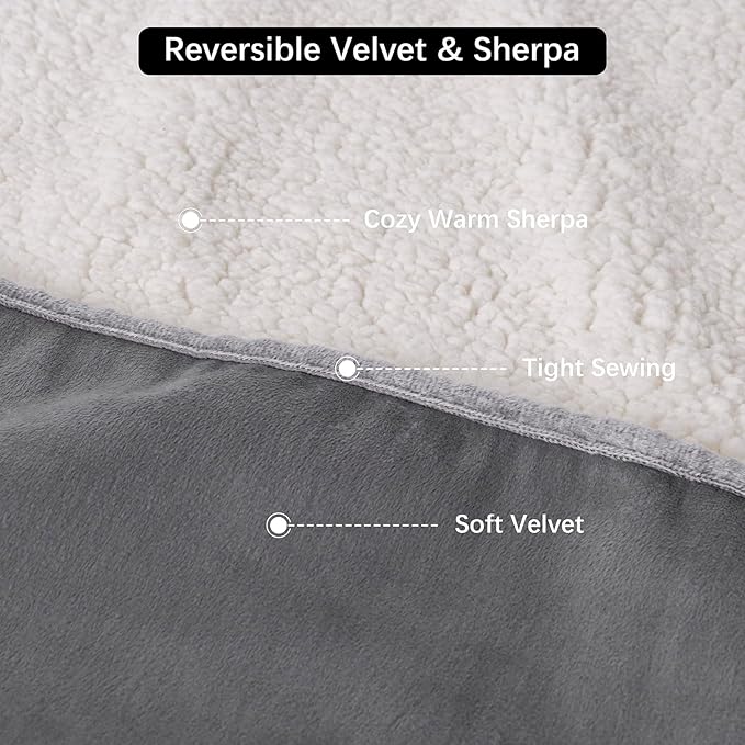 Waterproof Blanket for Bed, Leak Proof Dog Blankets for Couch Sofa Protection, Reversible Pet Sherpa Throw Furniture Protector Machine Washable(60"x80",Darkgrey)