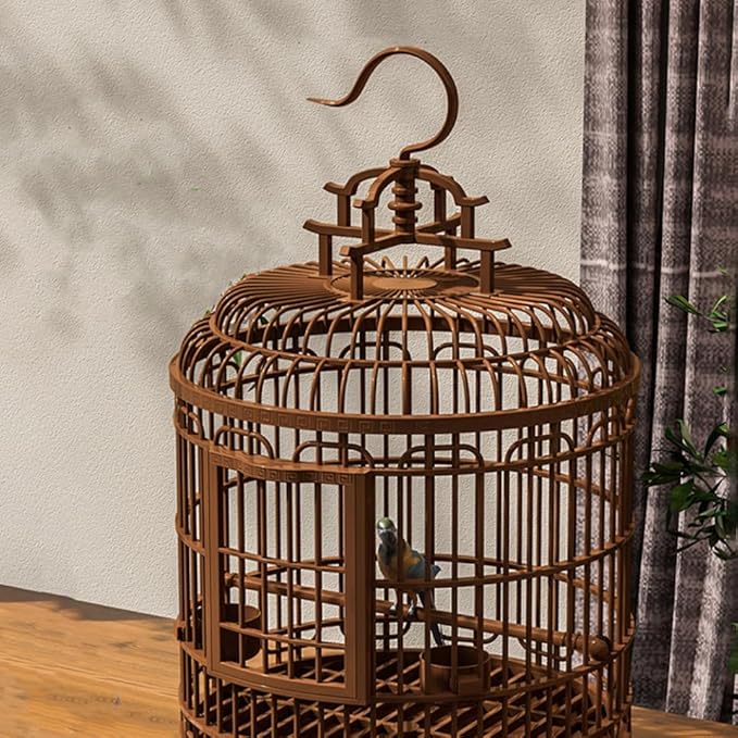 Milisten Large Portable Bird Cage Villa for Parrots and Budgies Retro Plastic Travel Carrier Detachable Base Suitable for Home and Outdoor Use