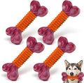 Apasiri 4-Pack Tough Dog Toys for Aggressive Chewers: Peanut Butter Flavored Long Lasting Dog Bones, Heavy Duty Nylon & Rubber Dog Chew Toys to Keep Them Busy, Medium & Large Breed, Orange