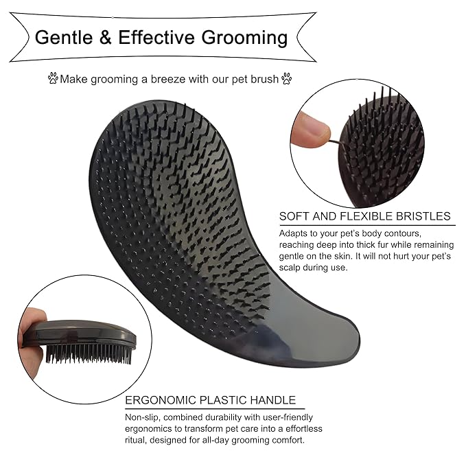 Gentle Grooming Puppy Brush with Gift Box ， Fit for Small Dog ， Yorkie, Shih Tzu, Maltipoo, Maltese and Pomeranian ，Toy Poodle Accessories, Soft Bristle (Black)