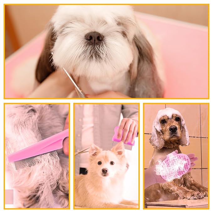 Complete Pet Grooming Solution by Dog - 9PCS Kit with Slicker Brush, Deshedding Tool, and Grooming Comb for All Breeds and Sizes, Promotes Healthy Skin and Coat