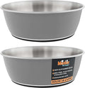 Master Pet Supply Stainless Steel Dog Bowls Set of 2 (128 Oz Each) with Non-Slip Rubber Base - Graphite - Basic Dog Food Bowl Water & Food Bowls for Small Medium Large Dogs & Cats, Metal Dish