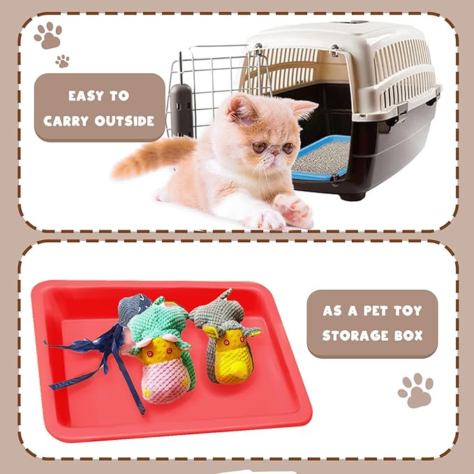 3 Pcs Kitten Litter Box with 1 Scoop,9.6" Plastic Portable Nonstick Small Litter Pan Low Entry Waterproof Bunny Cat Litter Box,Multi Color Litter Tray Travel Toilet for Small Pet Guinea Pig Rabbit