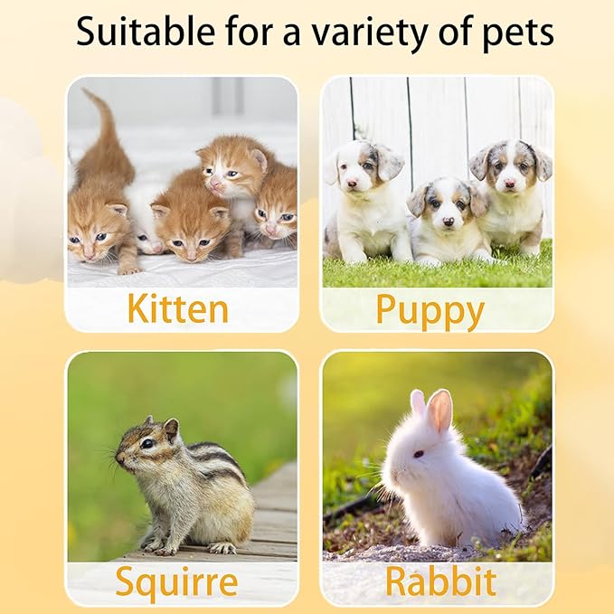 Kitten Bottle for Nursing, Puppy Bottles for Nursing, Rabbit Water Bottle - Anti-Choking Anti-Gas Design with Reusable Silicone Nipples for Safe Feeding of Newborn Pets