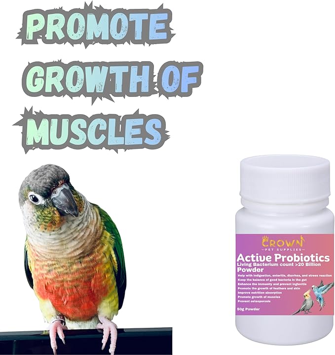 Avian Probiotic Powder – 20 Billion CFU with Beneficial Bacteria – Supports Gut Health, Digestive Balance, Nutrient Absorption, Endurance & Feather Growth for All Types of Birds 50g