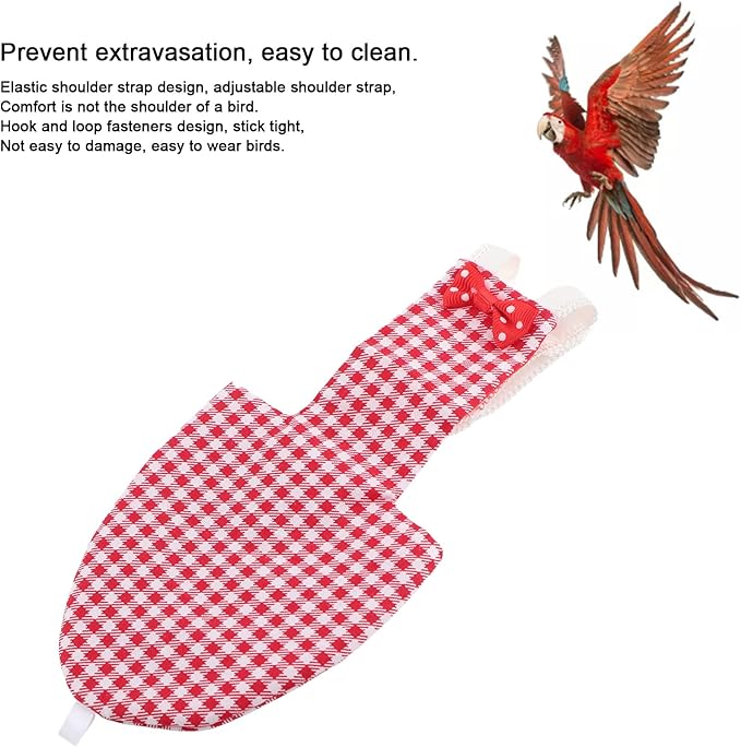 Bird Diaper Red Cotton Adjustable Parrots Pilot Suit for Macaw Budgies Safe Soft Comfortable for Parakeet 1x Bird Diaper (L Red Plaid)