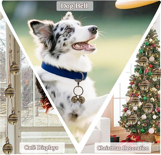 Copper Dog Bells for Collars with Quick-Release Clasp - Audible Safety Trackers for Medium to Large Dogs, Outdoor Collar Accessories(Bronze)