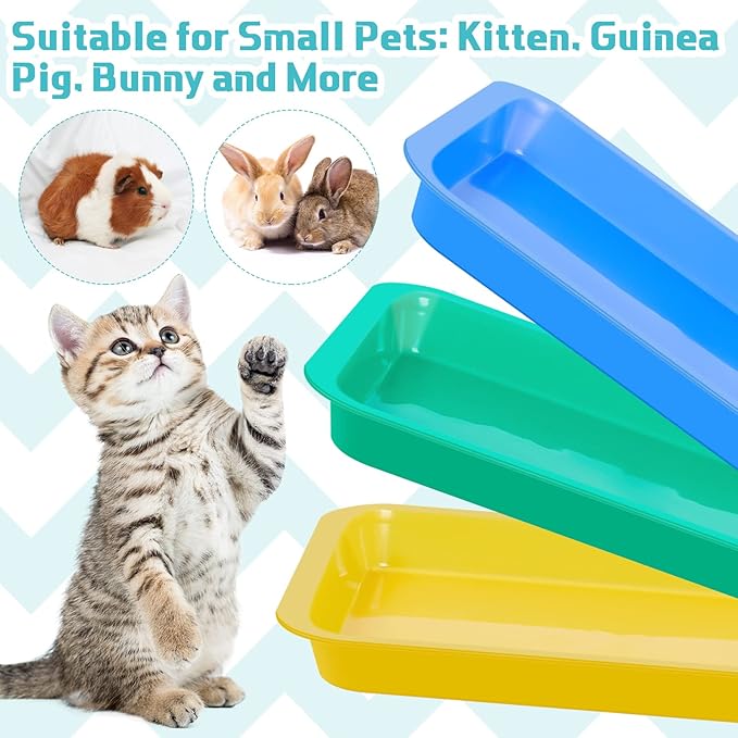 Tessco for you 3 Pcs Kitten Litter Box Shallow Low Entry Open Cat Litter Box Waterproof Plastic Small Rabbit Pan Tray Travel Toilet for Senior Cat Kitten Training(Classic Color,15.1 x 12 x 1.4 Inch)