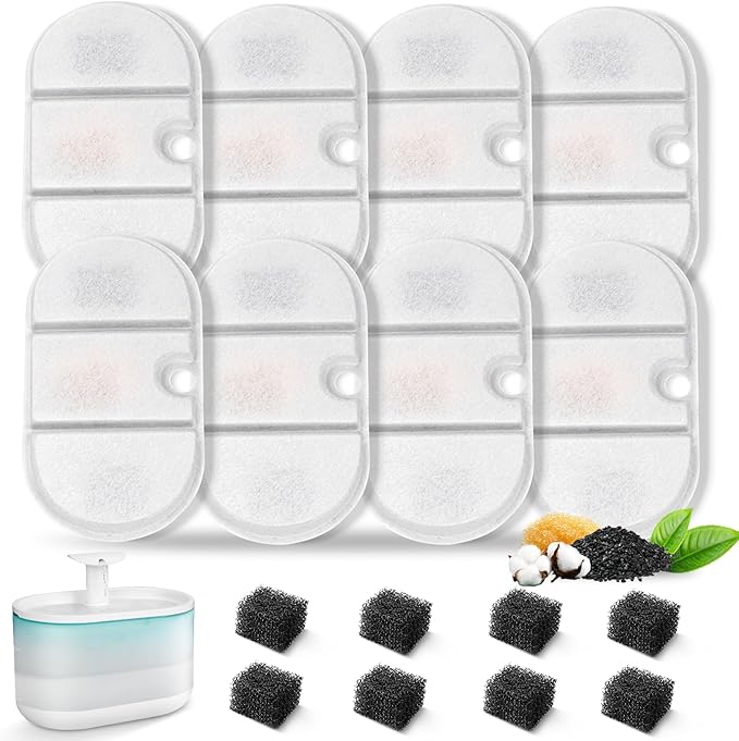 16 Packs Replacement Cat Water Fountain Filters Compatible with PETLIBRO Capsule Pet Water Fountain: PLWF002,71oz/2.1L Ultra Quiet-BPA-Free, Two Flow Modes Pet Dispenser