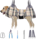 BEAUTYZOO Dog Grooming Hammock for Medium/Large Dogs- Dog Sling for Nail Trimming/Clipping- Dog Grooming Harness with Thick Fabric Neck Support & Strap Restraint Claw Care, Beige M