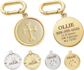 Dogs ID Tags Personalized Double Sided Deep Engraved Cat & Dog Collar Charm Round Shape Frosting Process Silver/Gold Plated (Bone-Cross Gold)
