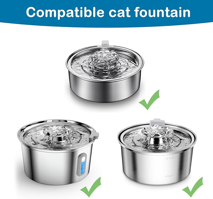 Cat Water Fountain Filter, Cat Fountain Replacement Filters for 2.0L/67oz Automatic Pet Water Dispenser,Pet Water Fountain Replacement Filters Package(Filter 8 Pack)