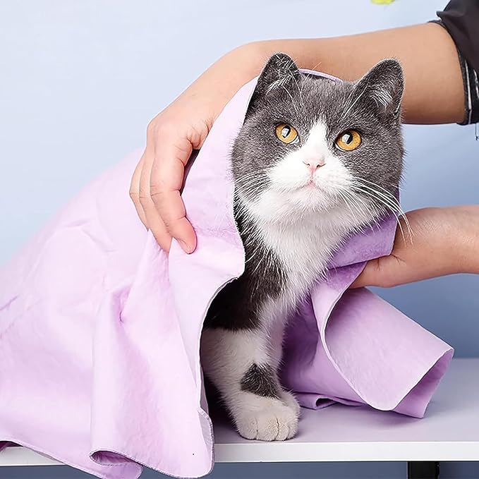 GabeFish Super Absorbent Shammy Dog Towels Quick Dry Eco-Friendly Soft Multifunctional Pets Cats Towel Packs Large 5PC