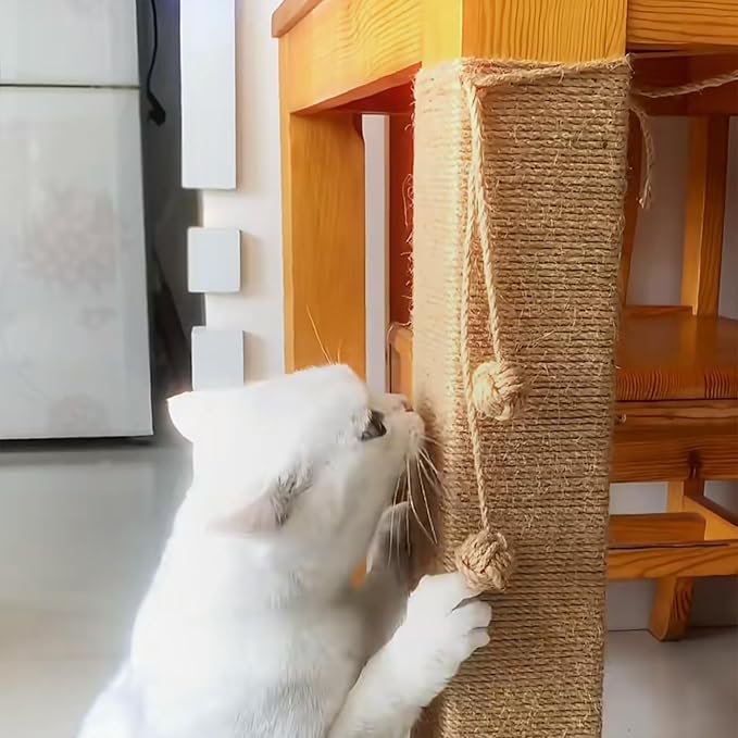 164 Feet Sisal Rope for Cat Tree & Scratching Post Replacement, 1/4 Inch Scratcher Rope to Refresh Cat Furniture, Durable Cat Scratching Rope