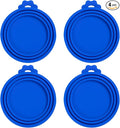PINE & LINEN 4 Pcs Durable Pet Can Lids,One fit 3 Standard Size Silicone Waterproof Cat Food Cans Lids for 3oz/5.5oz/12.5oz/13.2oz Cat Food Cans（Blue）