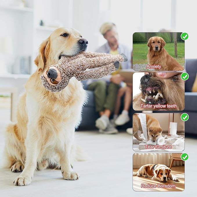 Easter Rabbit No Stuffing Dog Toys for Large Dogs, Squeaky Crinkle Interactive Dog Animals Toys, Plush Teething to Keep Them Busy, Cute Funny Dogs Gifts for Small Medium Large Breed