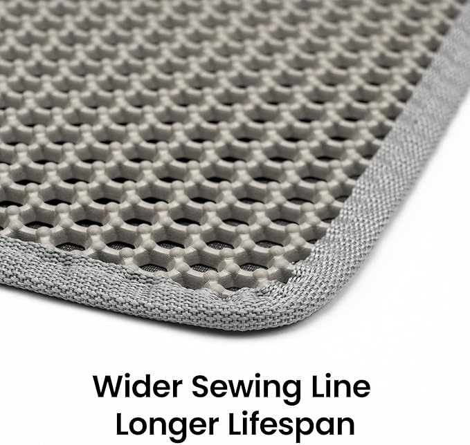 Cat Litter Mat, Upgrade Super Waterproof Back Layer Litter Box Mat, Non Slip, Durable, Soft on Paws Kitty Trapping Matt (27"x19", Gray)