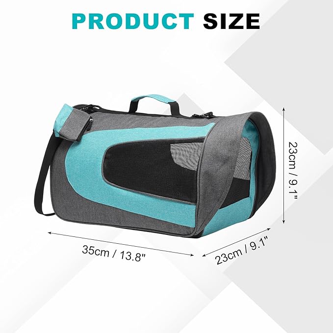 Cat Carrier, Ventilation Mesh, Travel Pet Carrier Breathable Small Dog Carrying Case Up to 16.5 lbs (Blue), Intended for Hiking/Camping/Traveling, 14"x9"x9"