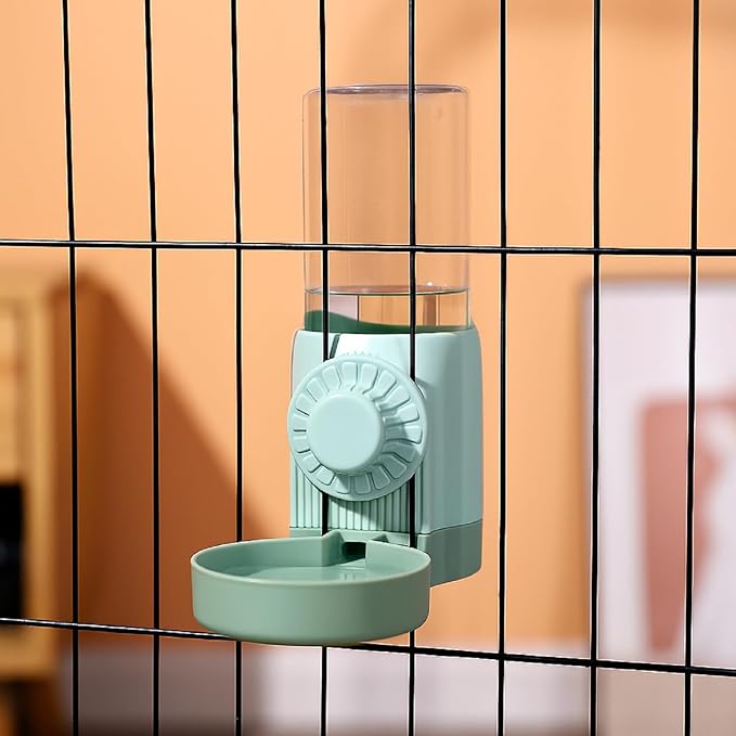 Jingmore 4 Pcs No Mess Small Bird Feeder Parakeet Water Dispenser Set Automatic Clear Parakeet Feeder Acrylic Watered Cage Accessories for Canary Budgie Lovebirds Finches(Green)