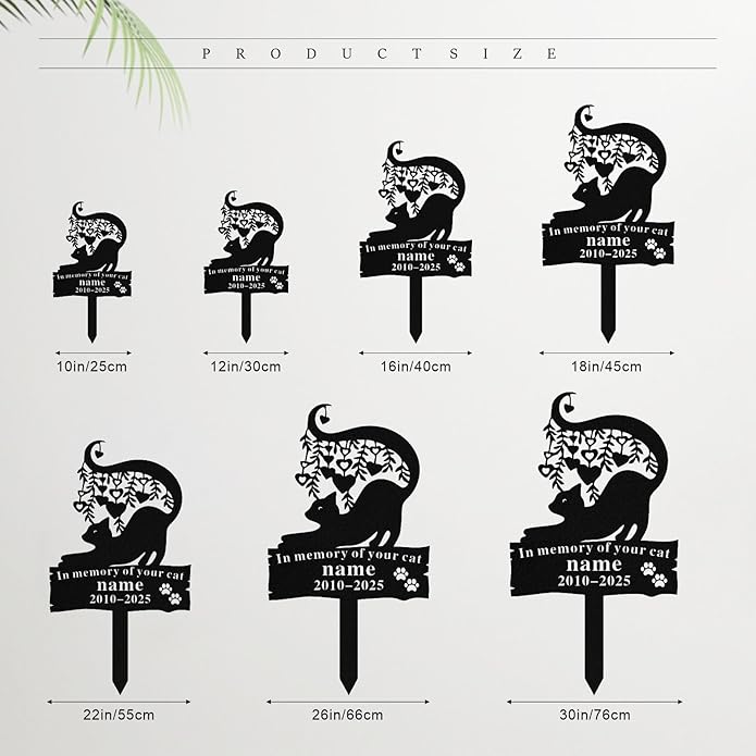 Personalized Memorial Marker for Departed Feline Friends, Handcrafted Cat Grave Stone