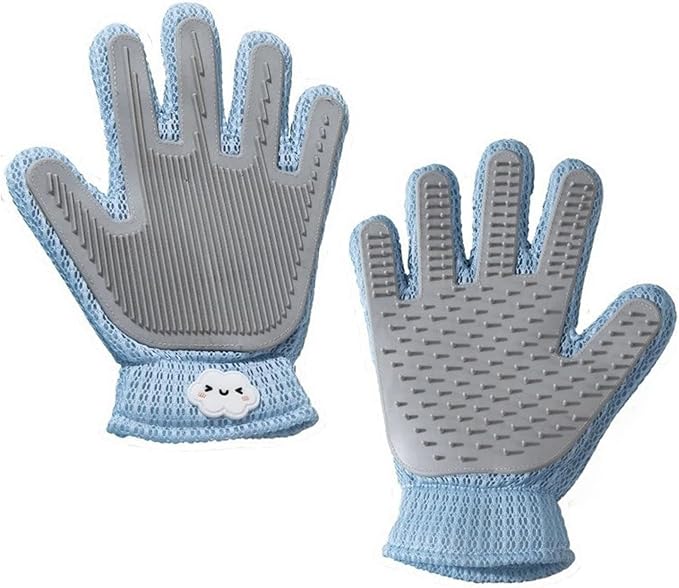 Pet Hair Remover Glove for Dogs & Cats, Upgraded Reusable 5-Finger, Gentle Deshedding Grooming Brush, Pet Hair Removal Tool for Furniture, Couch, Carpet, Car Seats, Sky Blue, 1 Count
