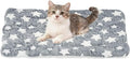 Dog Cat Bed Mat, Soft Coral Fleece Pet Cushion Pad with Cute Star Print, Warm Washable Pet Bed 23x18 Inches, (Gray White), Intended for Medium Small Dog Cat