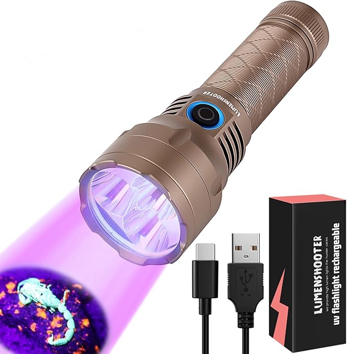 S3U UV Flashlight Blacklight, Rechargeable Powerful Handheld UV Light for Resin Curing, Pet Urine & Scorpion Detection, Rocks & Minerals Hunting (385NM)