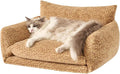Hollypet Cat Bed Fluffy Plush Mutifuctional Double-Layer Soft Pet Couch Orthopedic Sofa Nest Beds for Small Cats and Dogs, Yellow Leopard (25x20x13 inch)