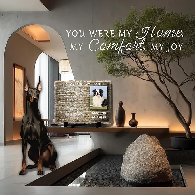 Personalized Pet Memorial Stone - Custom Dog Grave Marker with Name & Photo - Sympathy Gifts for Loss of Beloved Dog - Cemetery Decor - Dog Passing Away Sympathy Gifts (Quote 16)
