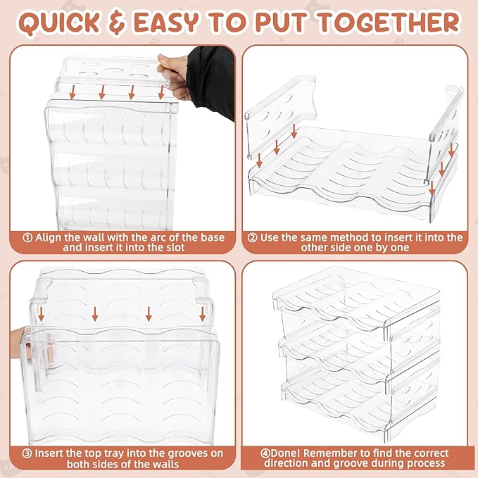 FHTONGE Heavy-Duty Cat Can Organizer for Multiple Sizes, Transparent Wet Cat Food Storage Rack for Pantry Kitchen Cabinet Rridge, 3-Tier Pet Canned Goods Dispenser Shelf Dog Tins Holder Container