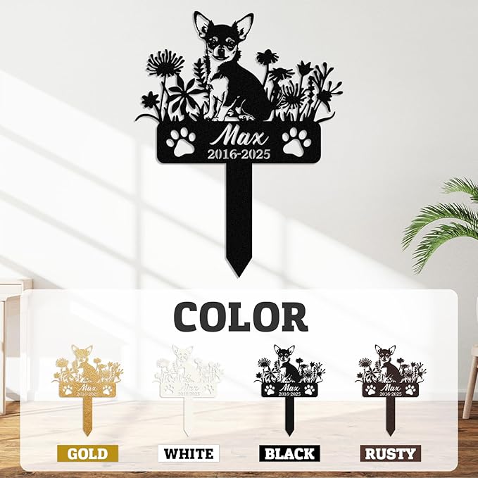 Personalized Pet Graves Marker Dog, Custom Pet Headstone, Waterproof Memorial Plaques for Outdoor, Pet Cemetery Markers Yard Decor, Memorial Garden Stakes, Dog Remembrance Gift Color08