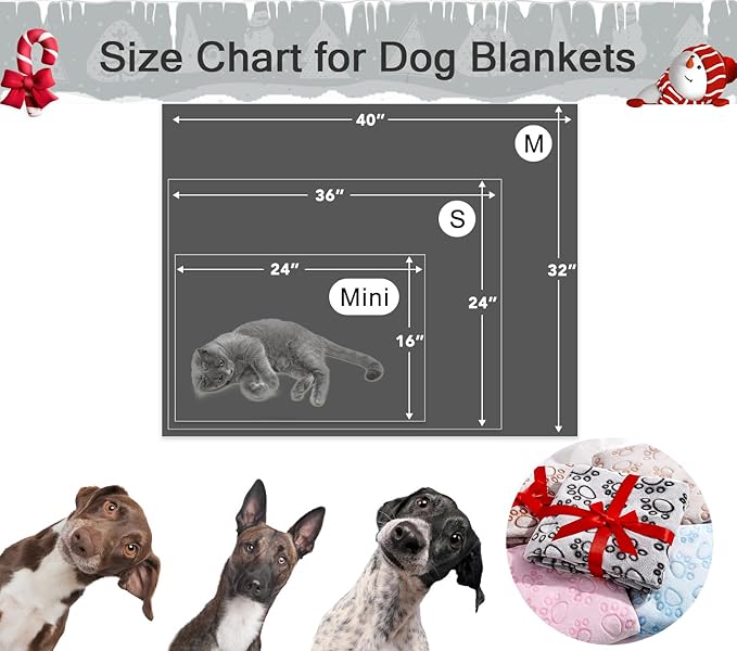 Stuffed 3pcs Colorful Soft Dog Blankets for Small Dogs Kittens, Washable Cat Blanket for Puppy Boys Gilrs, Dog Owner Gifts, 16 * 24 inches Grey Pink Blue Paw Print