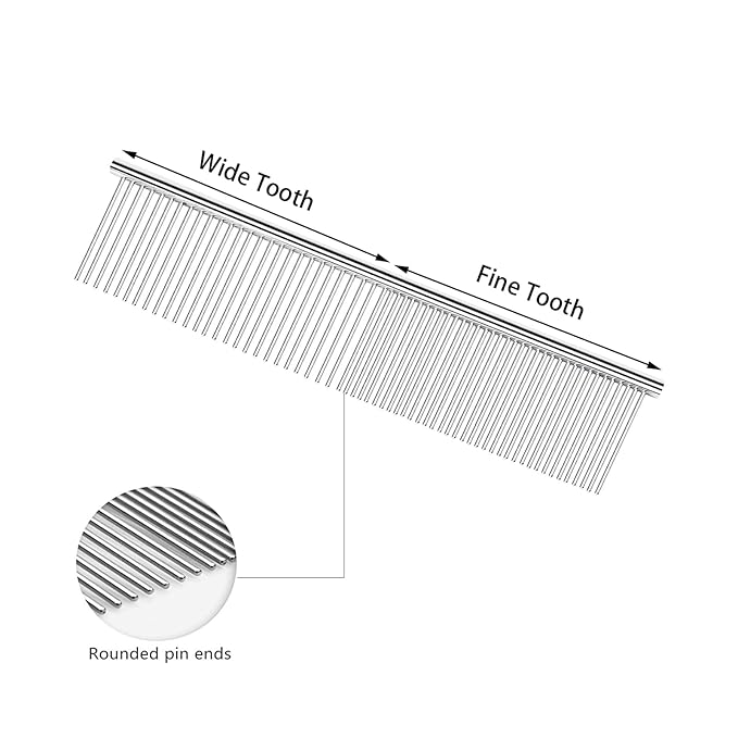 Metal Comb for Dogs - Stainless Steel Dog Grooming Comb Set, 4 Pack Pets Flea Remova Tool - 6.3IN/7.4IN
