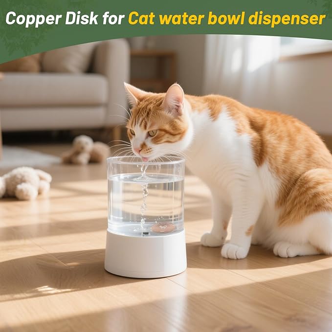 Copper Disk for Cat Water Bowl|4-inch Diameter,0.6mm Thick|99.99% Pure Copper Disc|Automatic Cat Waterer Purification Disk with 4 Point Support|Purify Water All Year Round