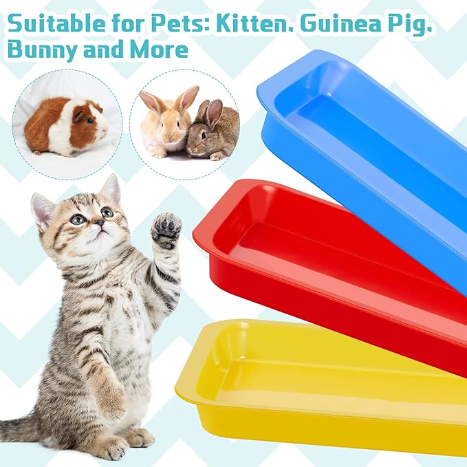 Tessco for you 3 Pcs Kitten Litter Box 17.3 x 13.6 x 1.6 Inch Shallow Low Entry Open Cat Litter Box Waterproof Plastic Small Rabbit Pan Tray Travel Toilet for Senior Cat Kitten Training
