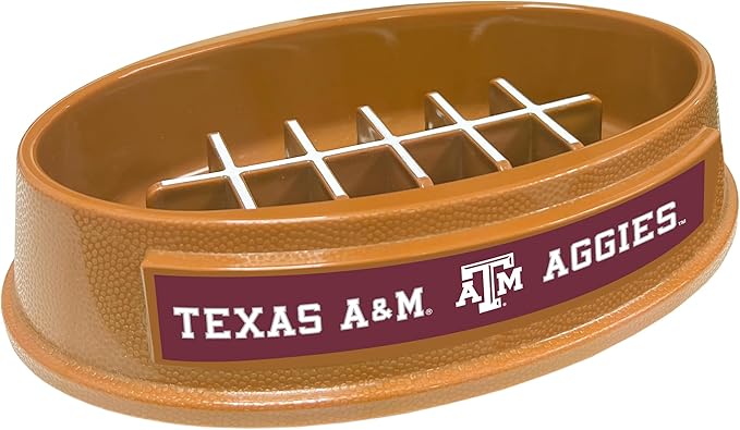 NCAA Super-Bowl - Texas A&M Slow Feeder Dog Bowl. Football Design Slow Feeding Cat Bowl for Healthy Digestion. Non-Slip Pet Bowl for Large & Small Dogs & Cats