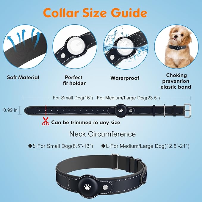 BONSO 2-in-1 GPS Tracker for Dogs: Smart Collar with Real-Time Location, No Monthly Fee, Unlimited Range (iOS Only) GPS Tracker Dog Collar- Ideal for Small, Medium Large Dogs(Tracker Included)