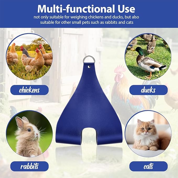 Chicken Carrier PU Chicken Holder Bag Purse Waterproof Poultry Sling with Handle Pet Weighing Bag Pouch Rooster Catching Hand for Ducks Rabbits Travel Transport Accessories Farm Supplies (Blue)