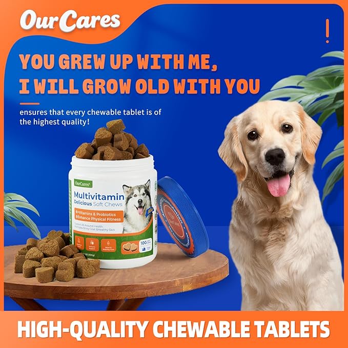 Dog Multivitamins Chewable – Dog Vitamins Multivitamin Soft Chews for Everyday Vitamins Dogs, Skin & Coat, Hip & Joint Support, Puppy & Senior Dogs, Chicken 100 Chews
