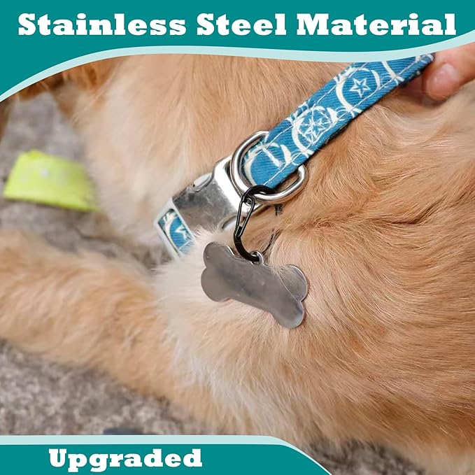4 PCS Stainless Steel Pet Tag Clips, Strong Quick Clip for Dog & Cat Collar ID Tags Holder (Black)