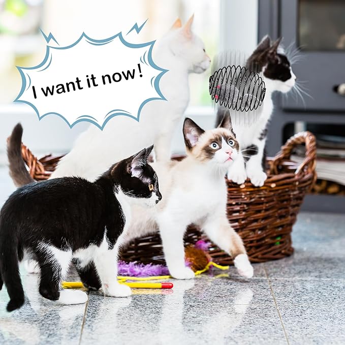 Jecery 5 Pcs Cat Spring Balls Toys Stretchable Rolling Balls Colorful Playful Coils Interactive Action Toy Caged Rats for Kitten Pet Supplies (Mouse,Black)