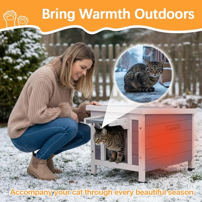 Insulated Outdoor Cat House - All-Weather Proof Shelter with Thermal Layer, Elevated Floor & Asphalt Roof for Winter, Weatherproof & Warm Shelter for Cats