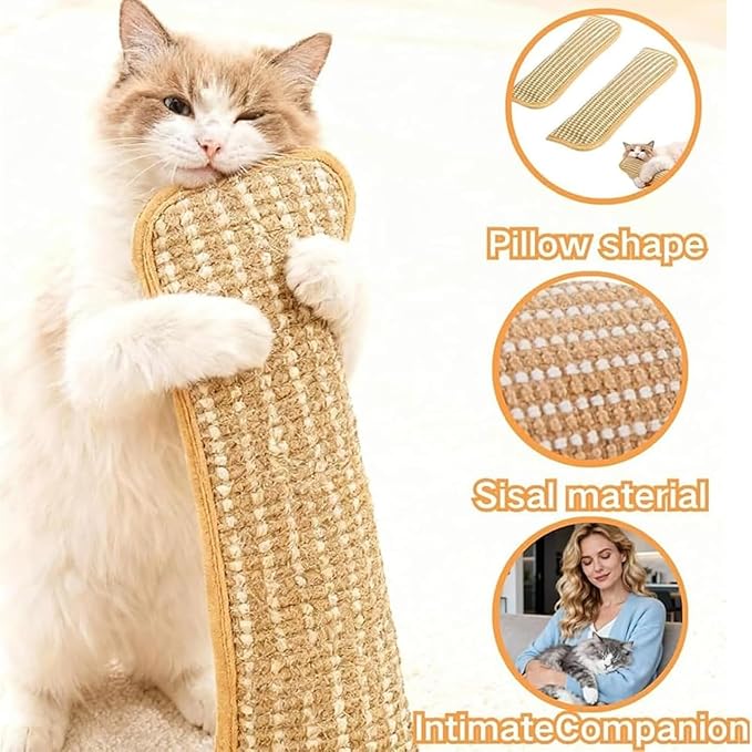 Interactive Catnip Chew Toy 2 Pack Catnip Kicker Soft Sisal Pillow for Cats with 6000mg Organic Catn IP Durable Bite Resistant Kicking Chewing Teething Scratching for Indoor Kitten and Adult Cat (2PC)