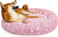 31 Inch Christmas Snowflakes Calming Dog Bed for Medium Dogs, Round Anti-Anxiety Warm Bed, Soft Cozy Anti-Slip Donut Washable Pet Bed, Fits up to 50 lbs Pets