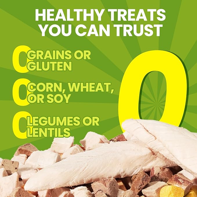 OPET Freeze Dried Treats for Dogs & Cats, High Protein, Bite-Sized, Freeze Dried Chicken Breast+Chicken Liver+Egg Yolk+Duck Breast 4 in 1 Addictive-Free Traning Snacks, Sealed Box(1.1Lb)
