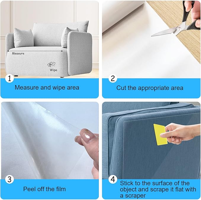 Goosheep Door Scratch Protector Door Dog Scratch Protector Dog Scratch Door Guard Pet Scratch Door Protector Couch Protector from Cat Claws Clear(7.9inch×393.7inch)