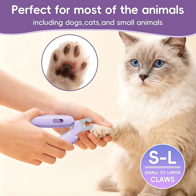 Dog Nail Clippers,Dog Nail Trimmers for Small Medium Dogs and Cats - Professional Grooming Tool with Safety Lock, Sharp Stainless Steel Blade Prevents Splitting，Includes Nail File (Purple-mini)