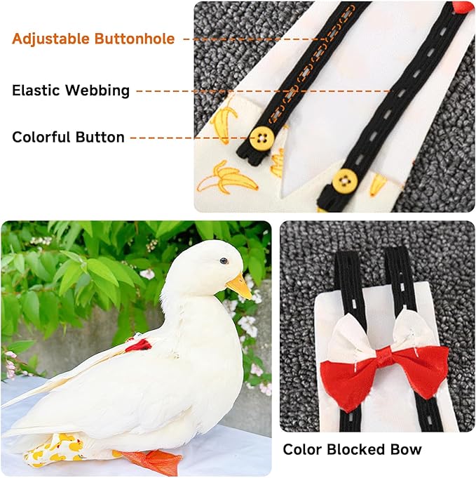 QBLEEV Pet Cole Duck Diapers for Baby Ducks, Chicken Diapers for Real Hens, Fashionable Duckling Nappy Poultry Cloth for Indoor Chick Goose Hen