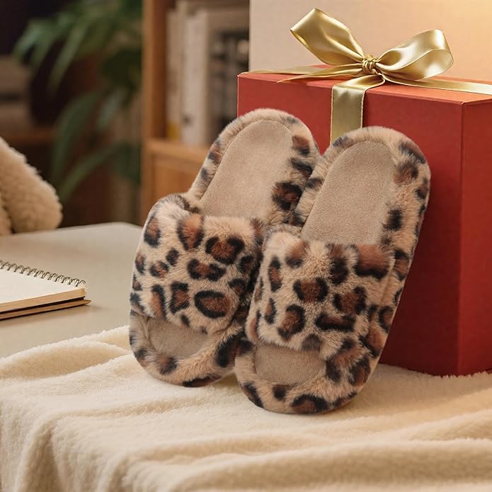 ATHMILE Womens Slippers with Arch Support Memory Foam Fuzzy House Slippers for Women Lightweight Cozy Indoor Open-toe Comfy Birthday Valentine's Day Gifts