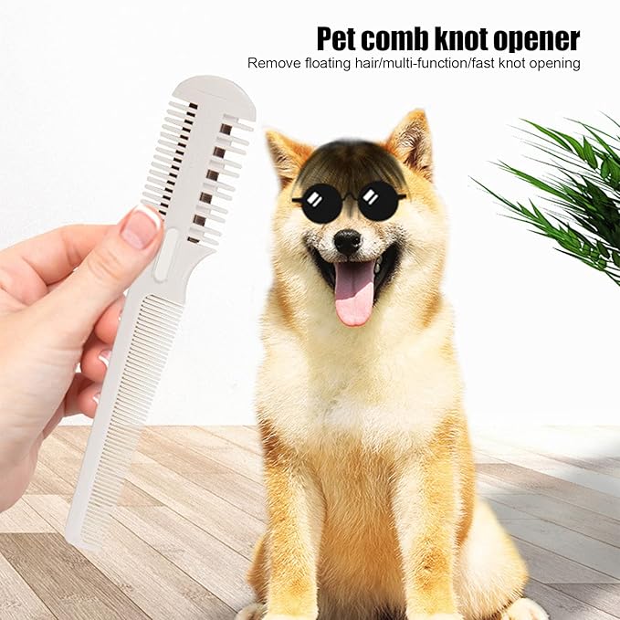 VINGVO Pet Hair Trimmer - 2 in 1 Trimming Grooming Hair Cutter Manual Dog Cat Pet Grooming Comb with Replacement Blade